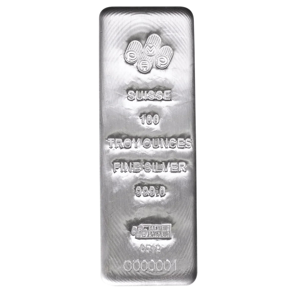 100 oz PAMP Fine Silver Cast Bar