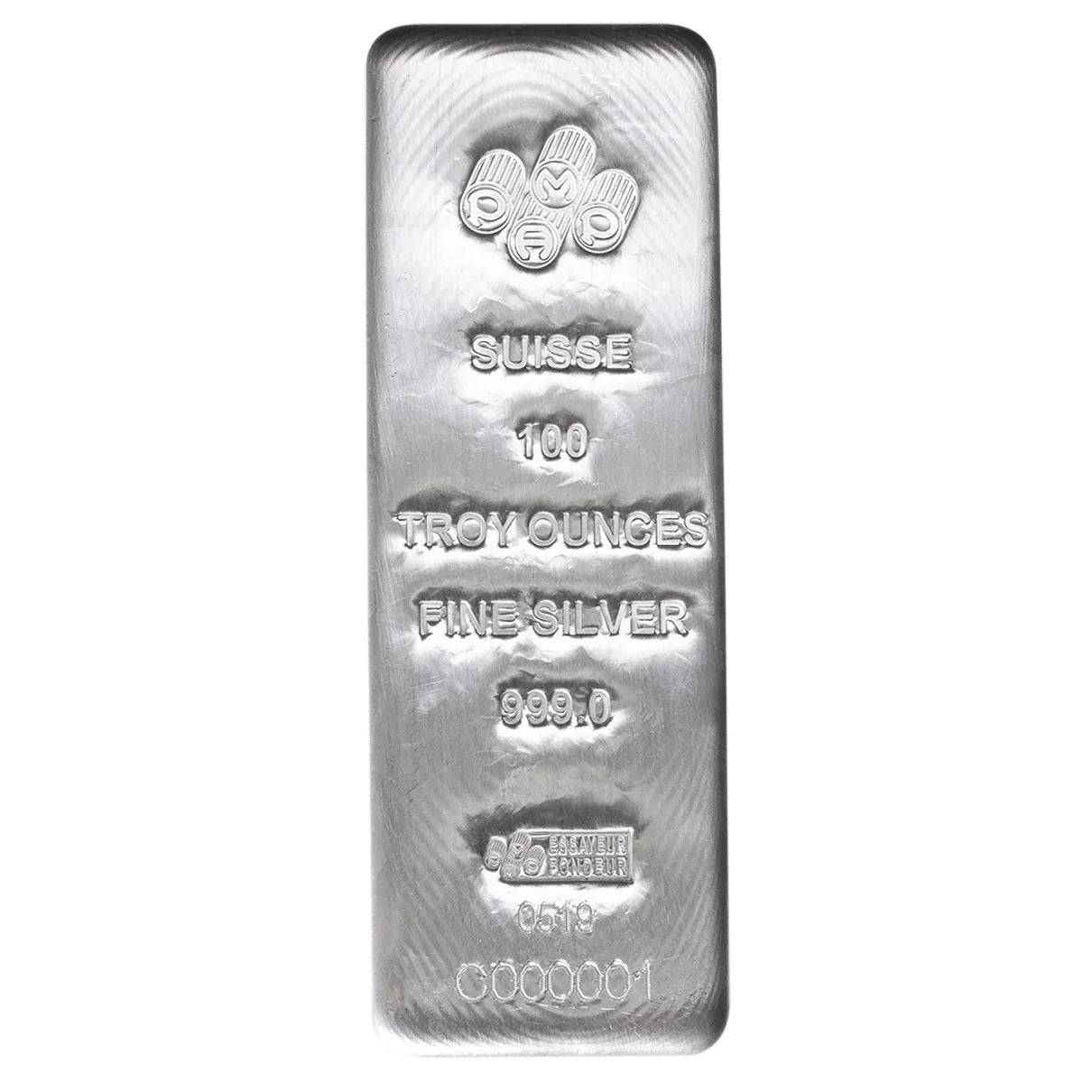 100 oz PAMP Fine Silver Cast Bar