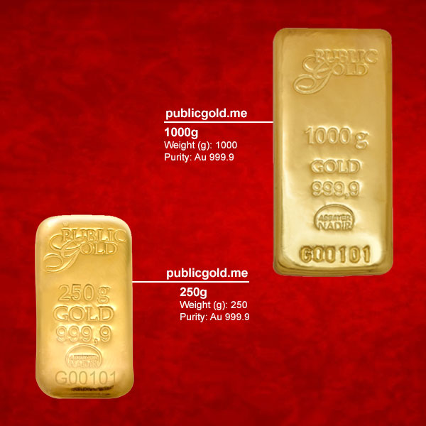 Public Gold Bullion Bar (Au 999.9) Gold 1000g - L