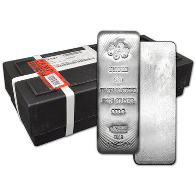 100 oz PAMP Fine Silver Cast Bar