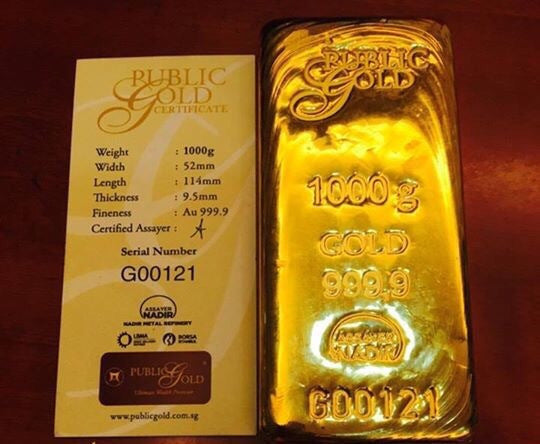 Public Gold Bullion Bar (Au 999.9) Gold 1000g - L