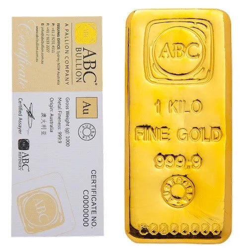 1kg ABC Gold Cast Bar 9999 Gold