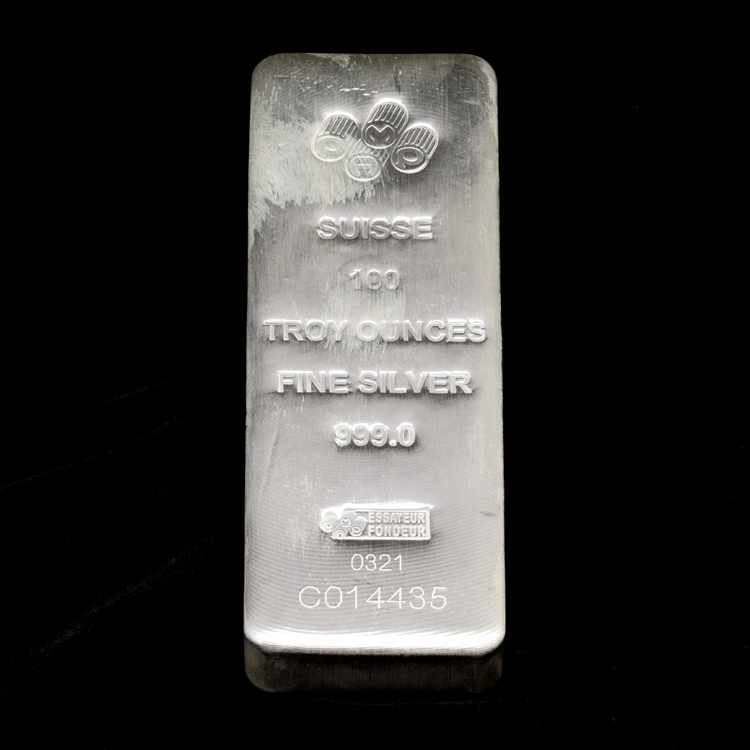 100 oz PAMP Fine Silver Cast Bar