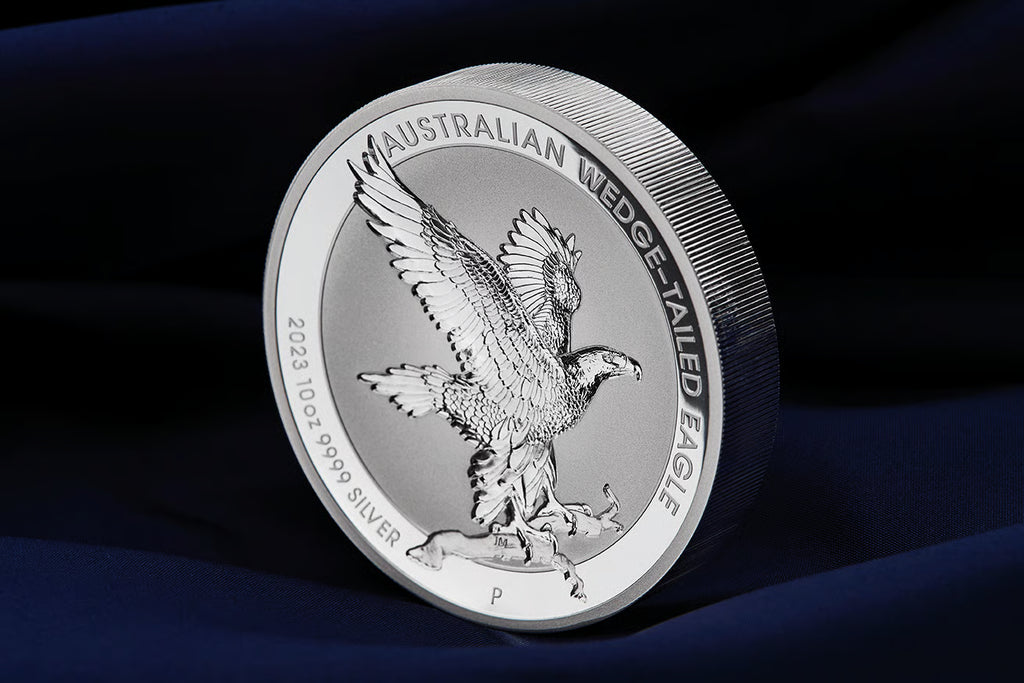 Australian Wedge-Tailed Eagle 2023 $10 10oz .9999 Silver Incused Coin High Relief 500 Minted Perth Mint